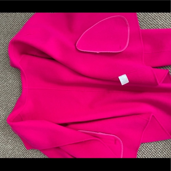 Hot Pink Wing Collar Wool Jacket - Solid - Open Front - Bright - Picture 7 of 16